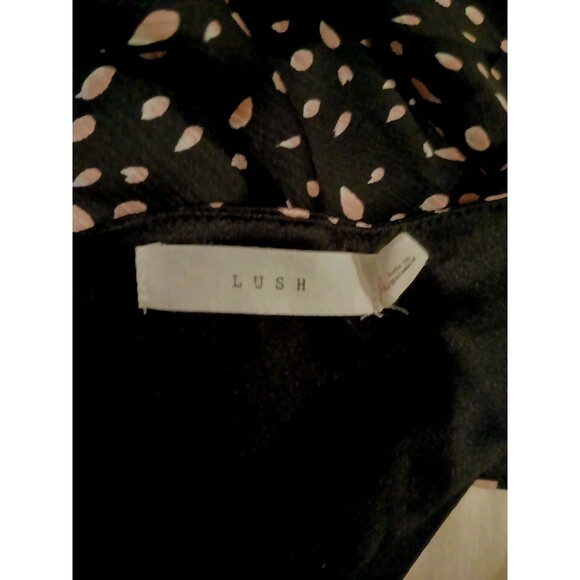 Lush Boho Maxi Dress Size XL Women's Black/ Pink Cottage Prairie Bubble Sleeves - Picture 9 of 9